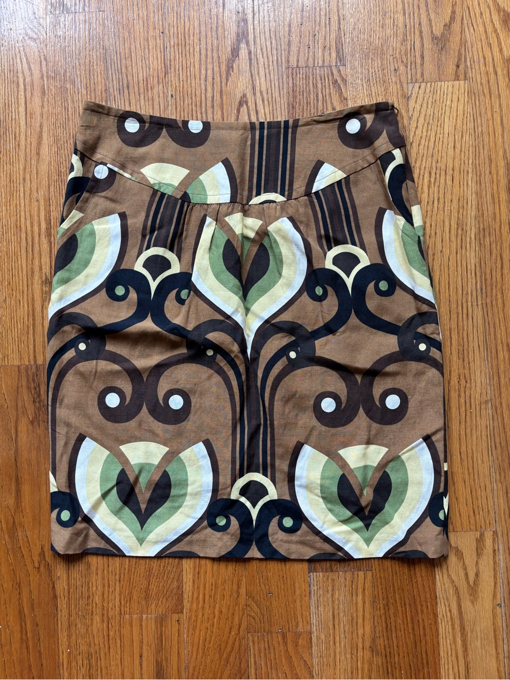 Kenzie Brown Y2K Vintage Retro Pencil Skirt Silk Linen